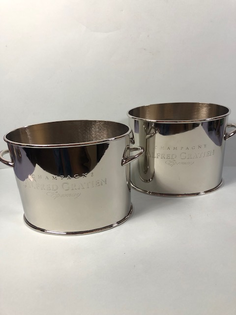 Pair of metal Alfred Gratien wine coolers each approximately 17cm high x 14 cm wide - Image 2 of 4