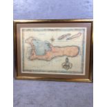 Modern Reproduction of an antique map of the Cayman Islands. framed and glazed approximately 87 x