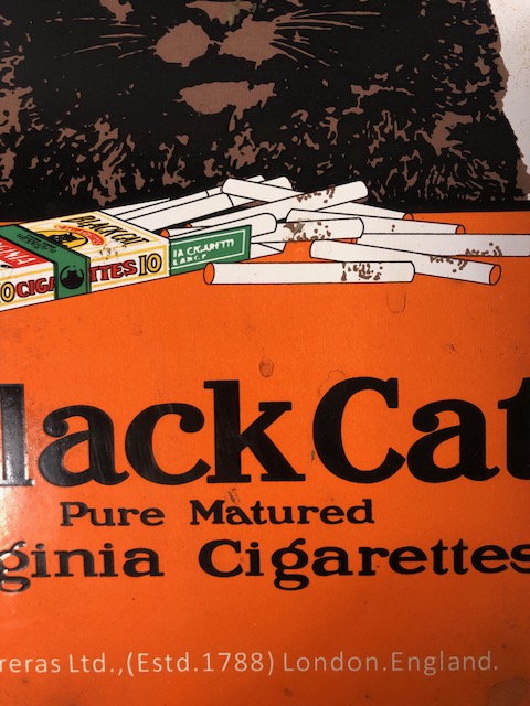 Metal and enamel advertising sign for Black Cat Cigarettes approximately 20 x 30 cm - Image 11 of 11