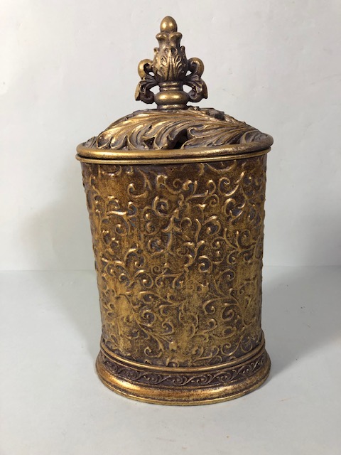 Decorative metal and resin gilt box ornament approximately 37cm high