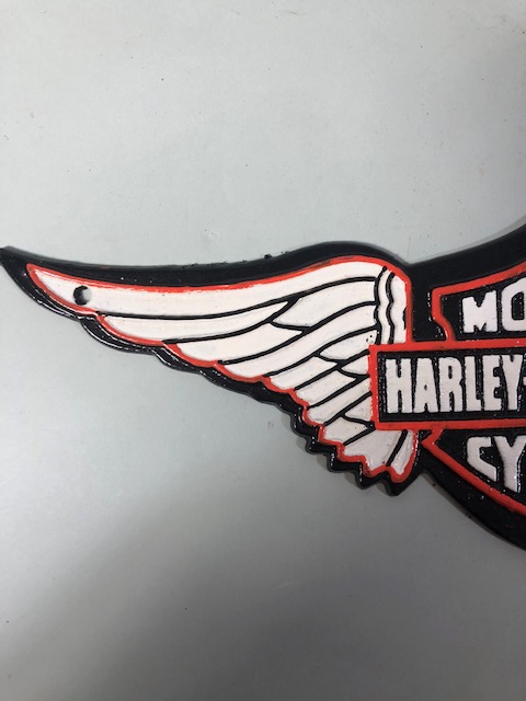 Two cast iron painted motorcycle signs, Harley davidson, Norton each approximately 38cm - Image 5 of 7