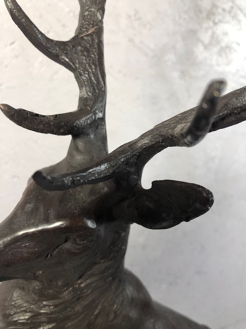 Large bronze stag on a marble base facing Right approximately 73cm high - Image 8 of 19