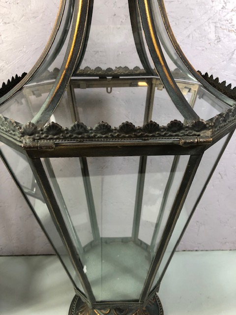 Pair of octagonal patinated metal framed lanterns each approximately 65cm high - Image 11 of 14