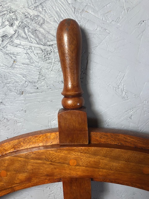 Large Wooden ships wheel approximately 90cm across - Image 3 of 5