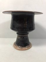 Chinese ceramic salt glaze censor of archaic style approximately 17cm high