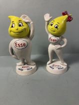 Pair of cast iron painted Esso figures Andy Slick and Abby Slick each approximately 24cm high