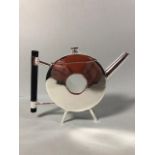 Small art deco polished metal round coffee pot approximately 14cm high