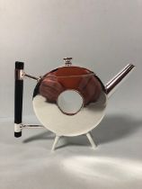 Small art deco polished metal round coffee pot approximately 14cm high