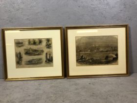 Antique prints in matching modern frames, relating to the Isle of Man, Opening of the Isle of Man