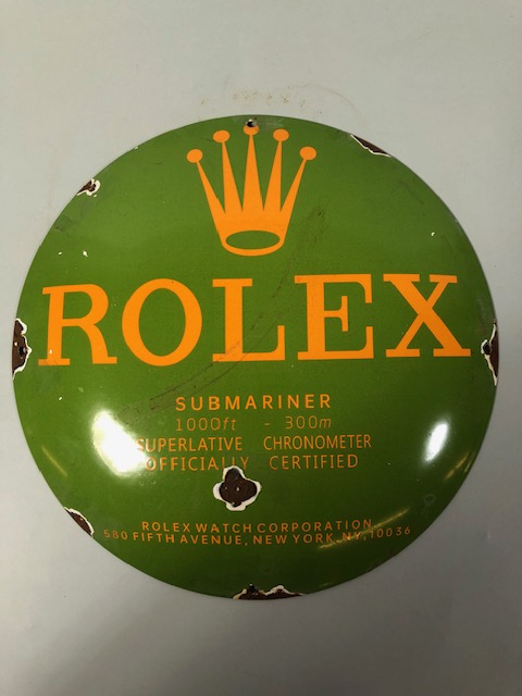Enamel advertising sign for Rolex watches (submariner) approximately 31cm across