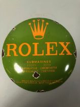 Enamel advertising sign for Rolex watches (submariner) approximately 31cm across