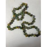 Polished jade type stone bead necklace of mixed colours approximately 40cm