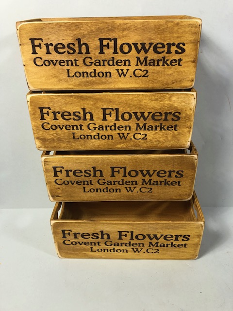 Four wooden window ledge flower boxes each approximately 28 x 13 x10 cm - Image 2 of 5
