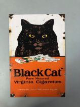 Metal and enamel advertising sign for Black Cat Cigarettes approximately 20 x 30 cm