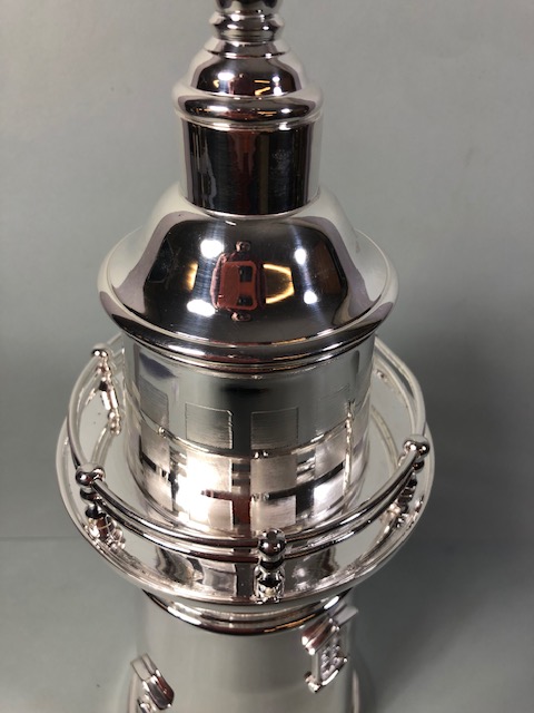 Light House shaped polished metal cocktail shaker approximately 34cm high - Image 3 of 6