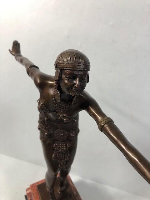 Art Deco style bronze figure of a dancing woman on a marble base approximately 46cm high - Bild 2 aus 6