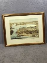 Modern reproduction of a 19th century print of the City of San Francisco, framed and glazed