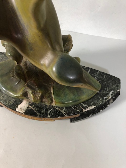 Continental art Deco mantel figure of a flying bird on marble base approximately 42 x 39 cm - Image 2 of 10