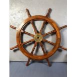 Large Wooden ships wheel approximately 90cm across