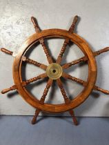 Large Wooden ships wheel approximately 90cm across