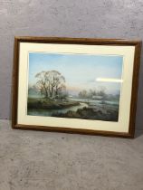 Reproduction Landscape print framed and glazed approximately 66 x 50cm