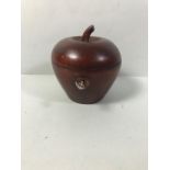 Wooden apple shaped tea caddy approximately 12cm high