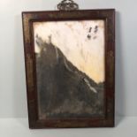 Chinese stone Scholars style stone hanging plaque in wooden frame approximately 36 x 48 cm