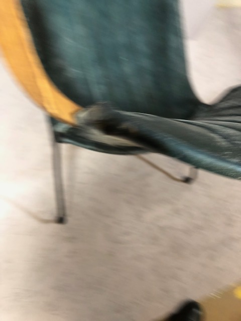 Contemporary style metal framed arm chair with blue green leather upholstery matches previous 2 lots - Image 11 of 11