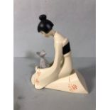 Figure of a Japanese geisha with a cat by artforum "MY FREIND" approximately 16cm high