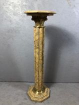 Marble and bronze Corinthian display column approximately 100cm high the octagonal top approximately