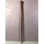 Walking stick toped with 4 face brass buddha head