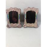 Pair of Silver and Enamel Art Nouveau style photo frames marked Sterling, to take a 10 x 16cm