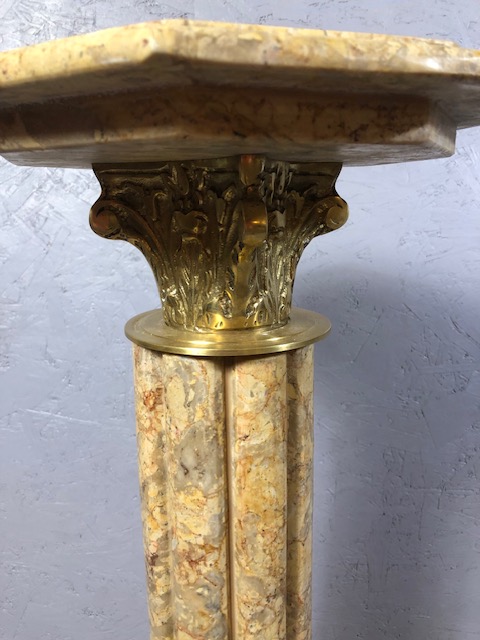 Marble and bronze Corinthian display column approximately 100cm high the octagonal top approximately - Image 2 of 4