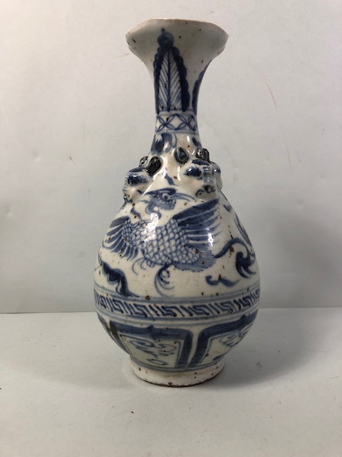 Blue and White Chinese ceramic vase decorated with a Phoenix approximately 26cm high - Image 3 of 7