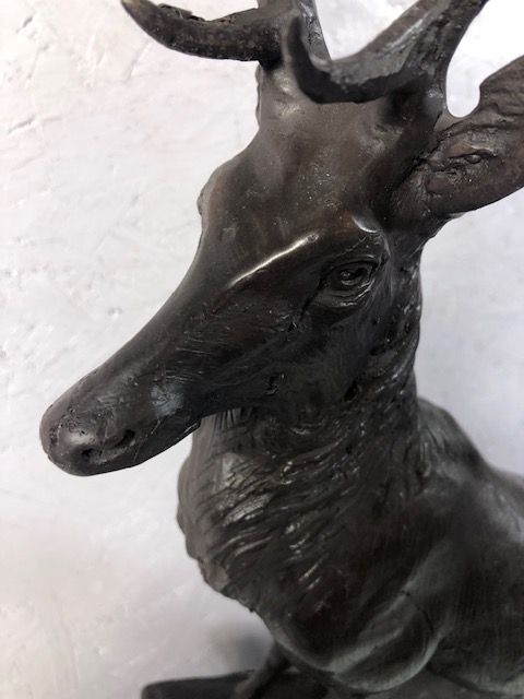Large bronze stag on a marble base facing Right approximately 73cm high - Image 7 of 19