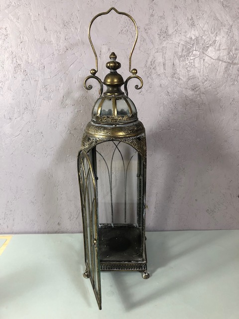 Ornate metal framed square lantern approximately 67cm high - Image 6 of 7