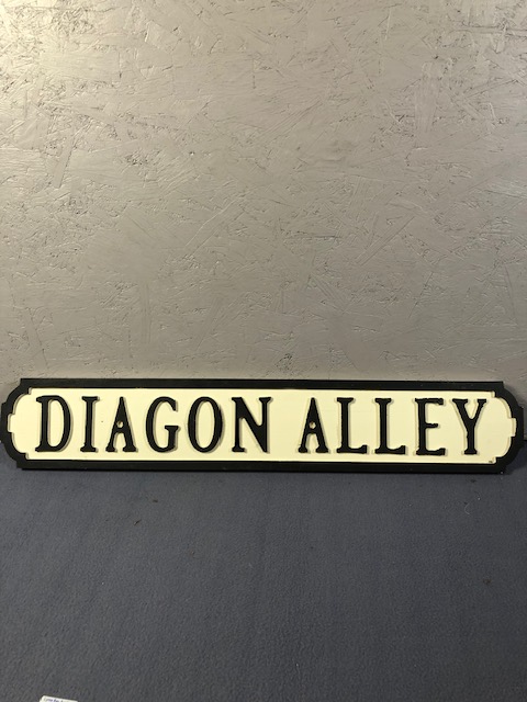 Wooden sign styled as street name plaque DIAGON ALLY, 68cm long - Image 2 of 6
