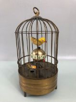 Brass cadge bird clock wind up movement (not tested)