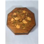 Octagonal music box of burr walnut style finish, by Jobin Music, plays FOR ELISE buy Beethoven