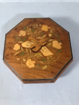 Octagonal music box of burr walnut style finish, by Jobin Music, plays FOR ELISE buy Beethoven