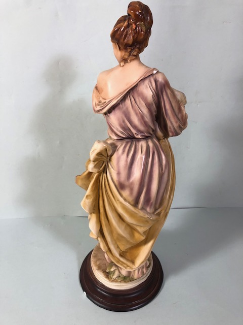 Pottery figure in classical style of a woman with a lamb, moulded base ( several chips and knocks - Image 7 of 10