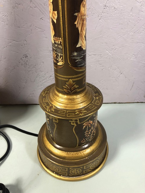 Pair of Wooden Chinoiserie style column table lamps each approximately 60cm in hight - Image 16 of 18