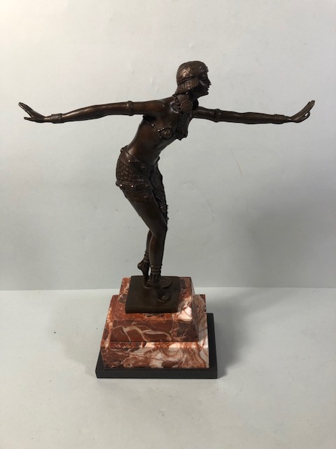 Art Deco style bronze figure of a dancing woman on a marble base approximately 46cm high - Bild 4 aus 6