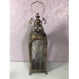 Ornate metal framed square lantern approximately 67cm high