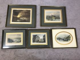 Collection of Devon related framed prints depicting Dartmouth all framed in a similar style, ranging