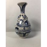 Blue and White Chinese ceramic vase decorated with a Phoenix approximately 26cm high