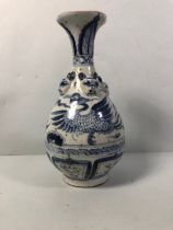 Blue and White Chinese ceramic vase decorated with a Phoenix approximately 26cm high