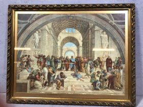 Framed print of Giuseppe Cades "School; of Athens" approximately 68 x 54cm