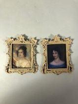 Pair of Victorian style miniature portraits approximately 10 x 13 cm