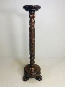 Antique Furniture, Victorian Mahogany Torchere stand, elaborately and deeply carved with oak